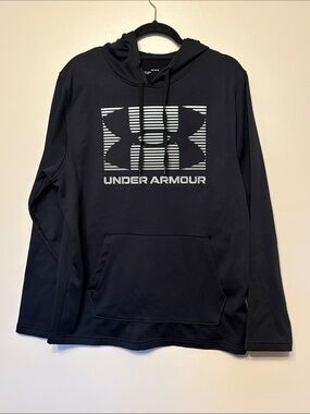 Under Armour Black Crewneck Hoodie with  Striped Logo. Size Large